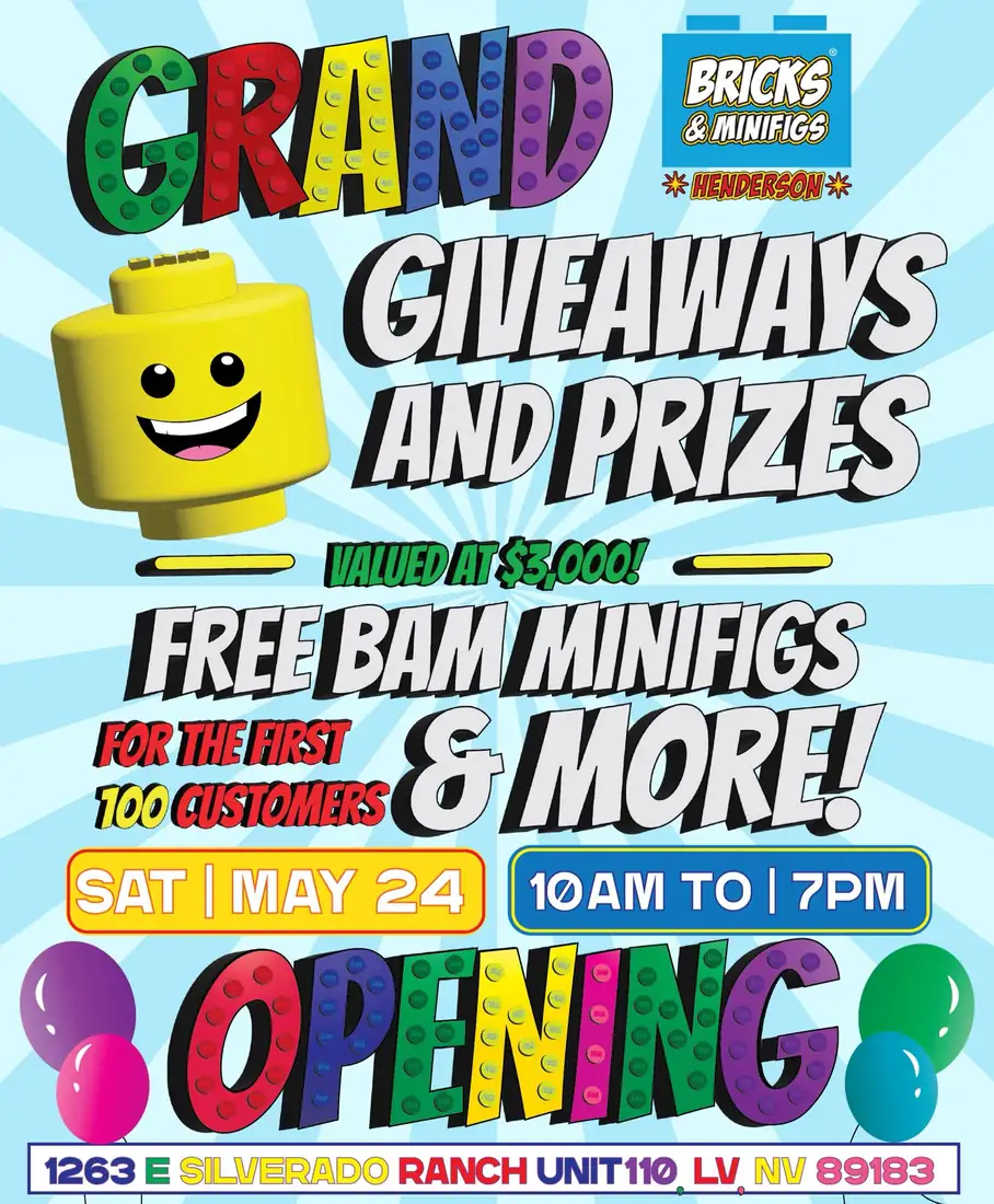 Archived Henderson grand-opening flyer with giveaways, prizes and May 24 event details.