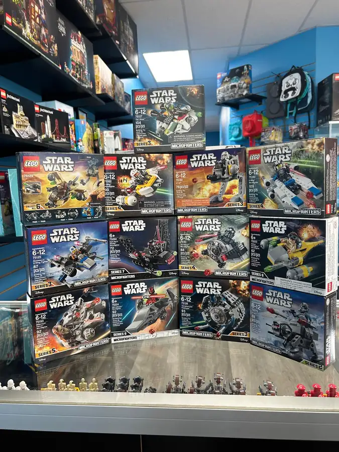 Shelves packed with boxed LEGO® Star Wars sets at the Henderson store.