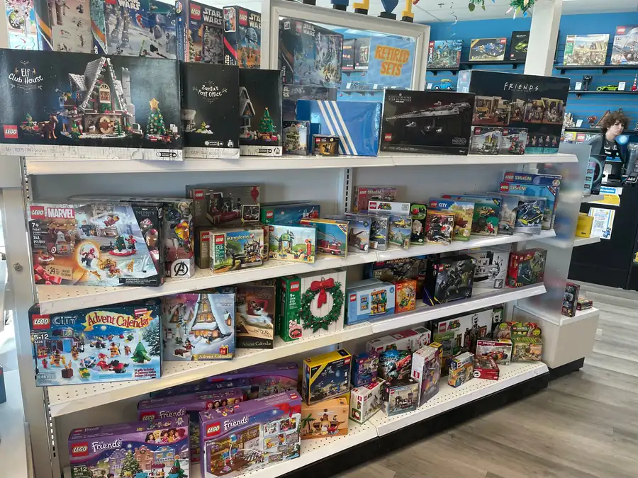 Shelves of boxed LEGO® sets at the Henderson store in November 2025.