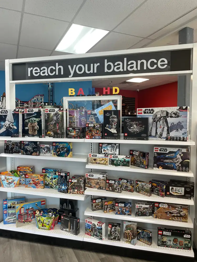 A second display of boxed LEGO® sets at the Henderson store in November 2025.