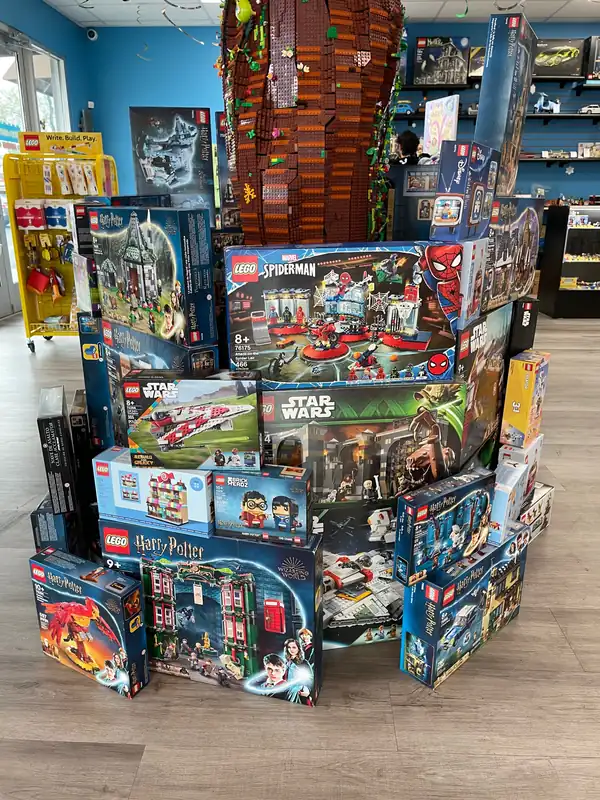 Another side of the holiday LEGO® set display at the Henderson store.