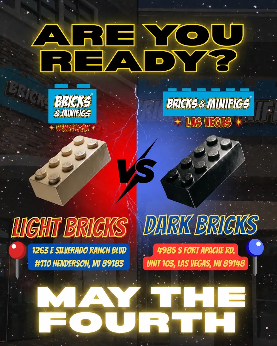 Archived promotional graphic: Are You Ready - May The 4th at Bricks and Minifigs Las Vegas and Henderson.