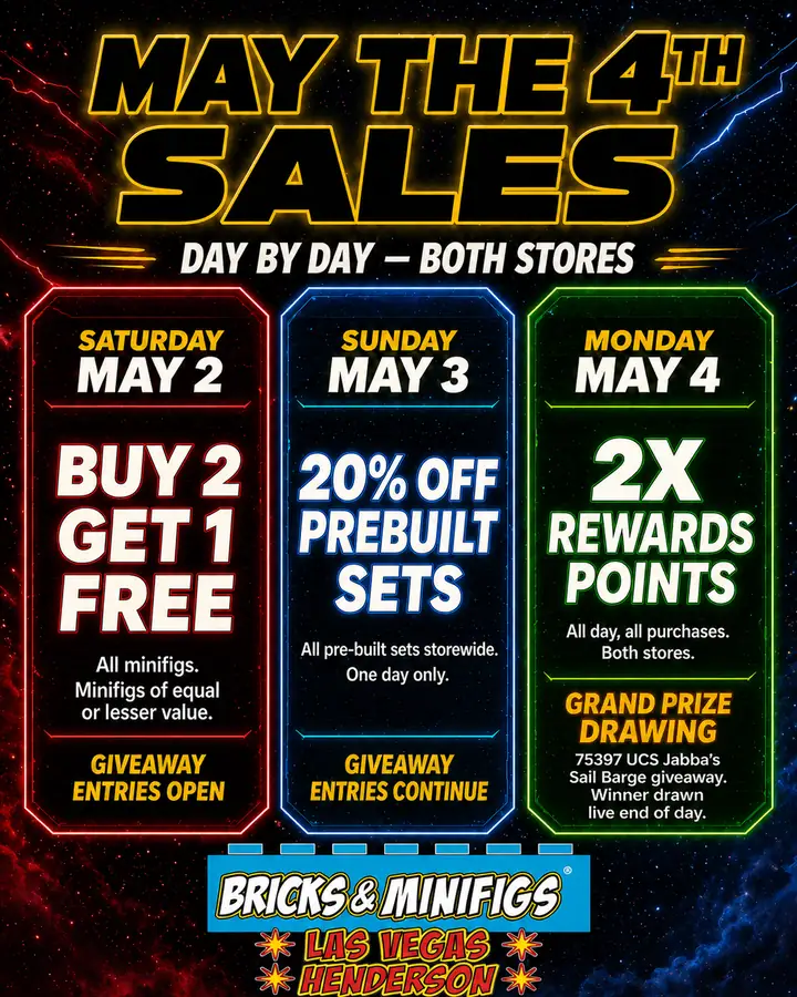 Archived promotional graphic: May the 4th Sales - Saturday Buy 2 Get 1, Sunday 20% Off, Monday 2x Rewards.